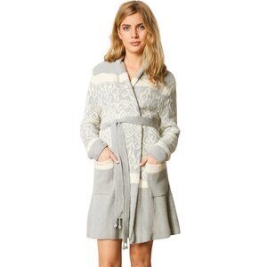 Anthropologie E by Eloise Fair Isle Belted Mohair Wool Blend Longline Cardigan S